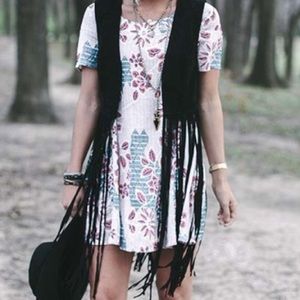 Forever 21 Fringe Cropped Black Vest